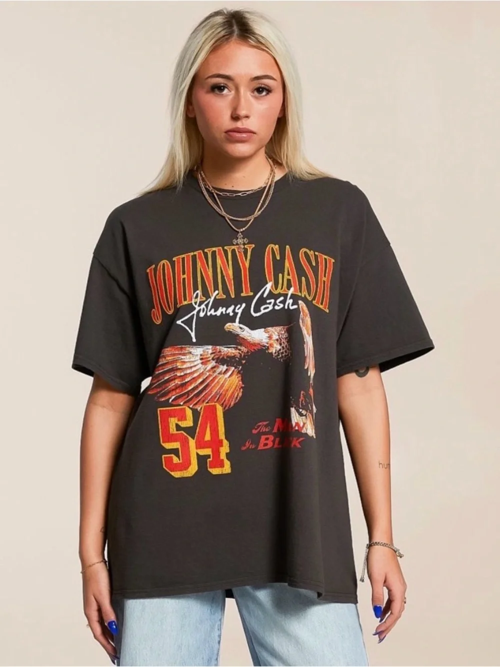 Johnny Cash Black Graphic Tee with Orange & Yellow Print - Picture 10 of 10